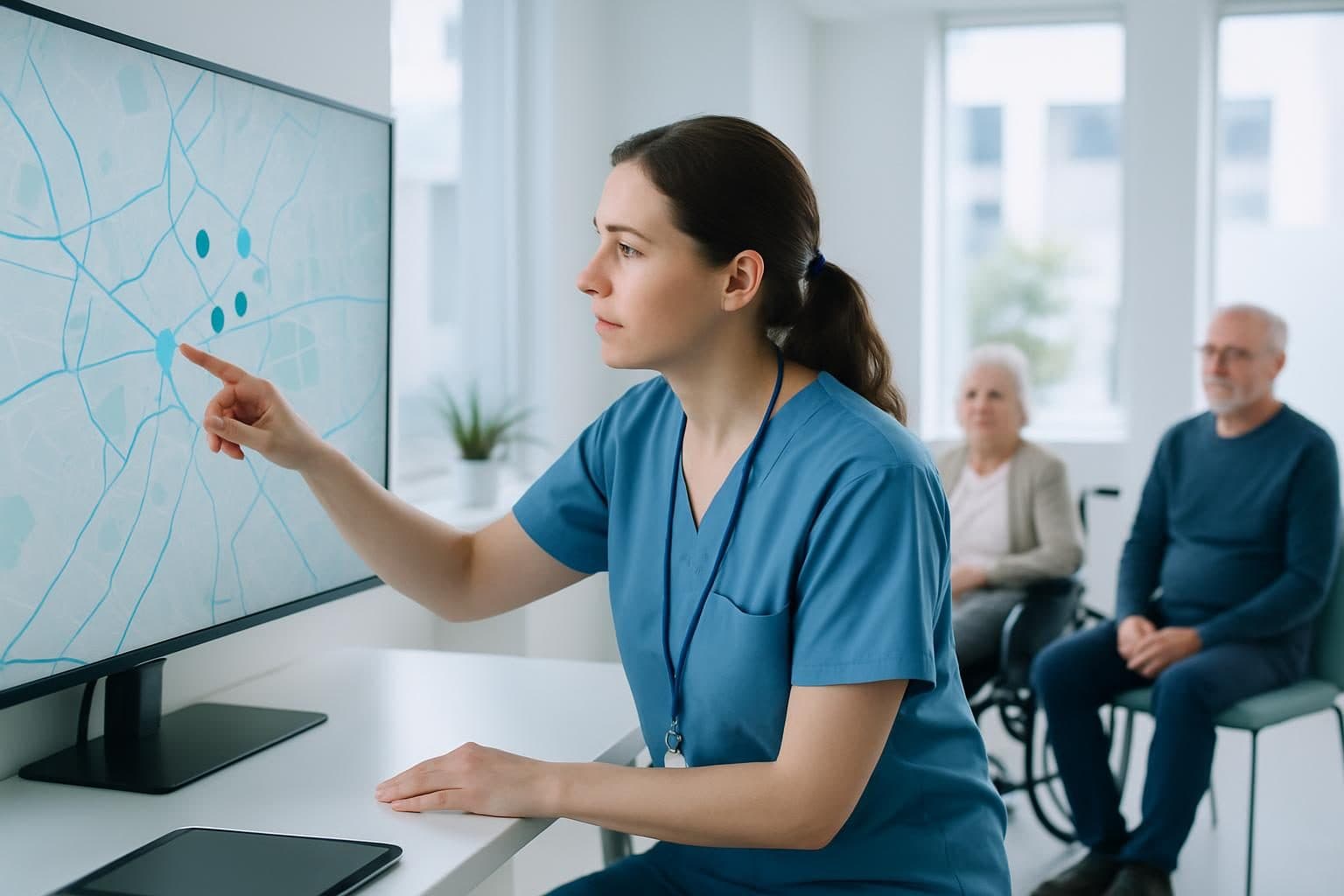 An illustration of a coordinator planning visit rounds