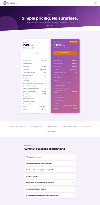 CareStream pricing on mobile