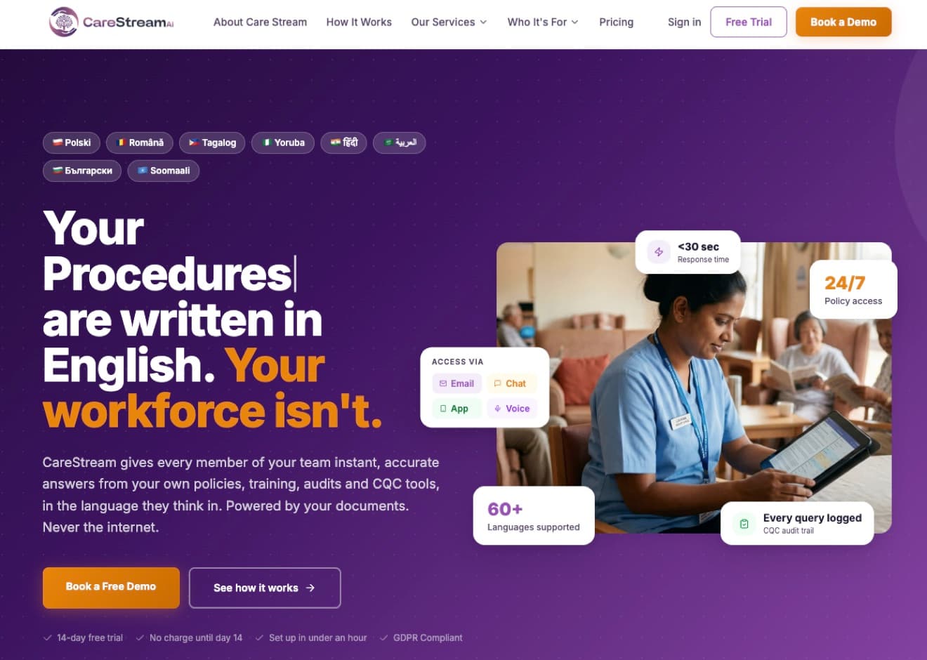 The CareStream homepage