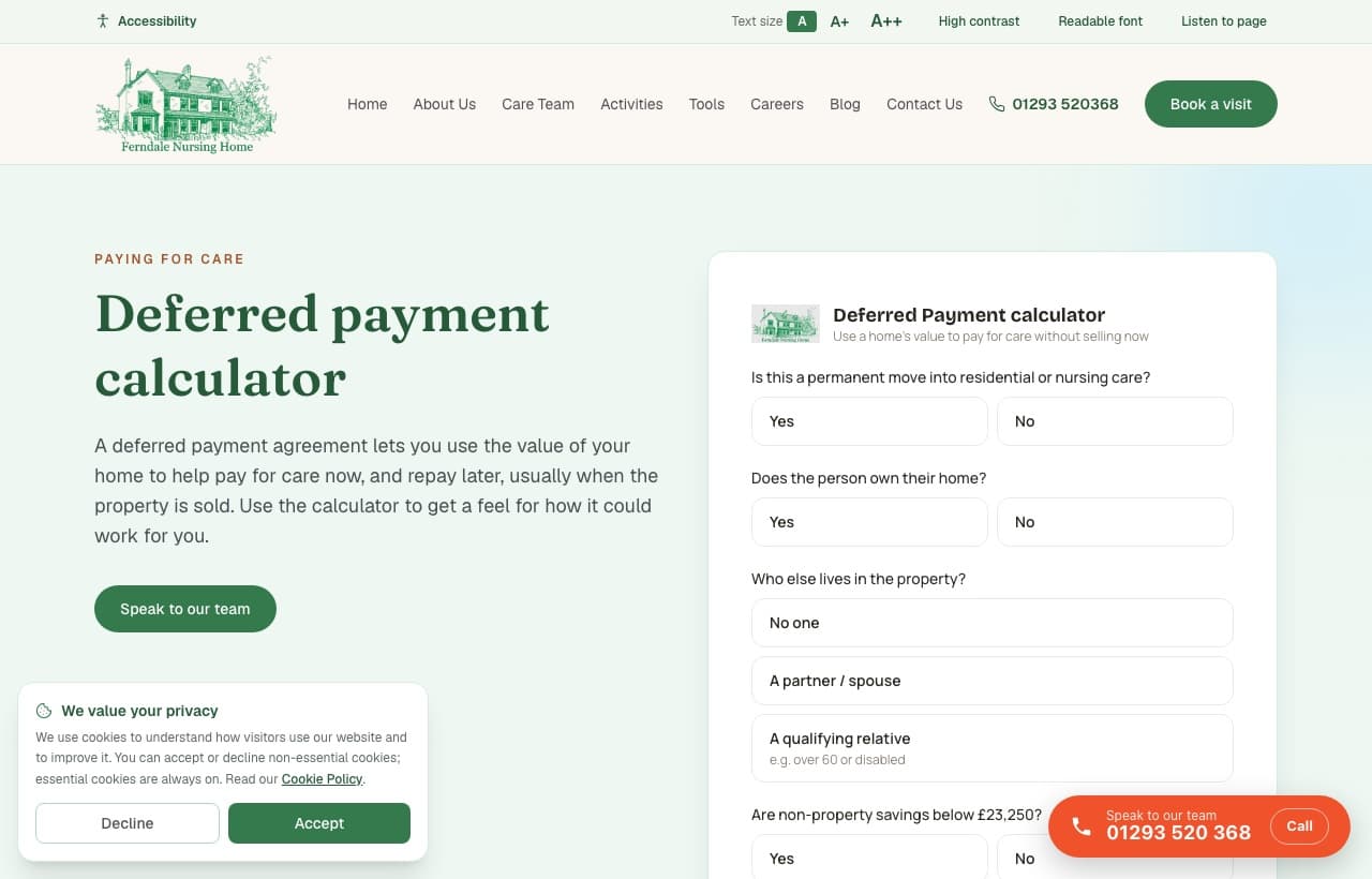 Deferred payment calculator