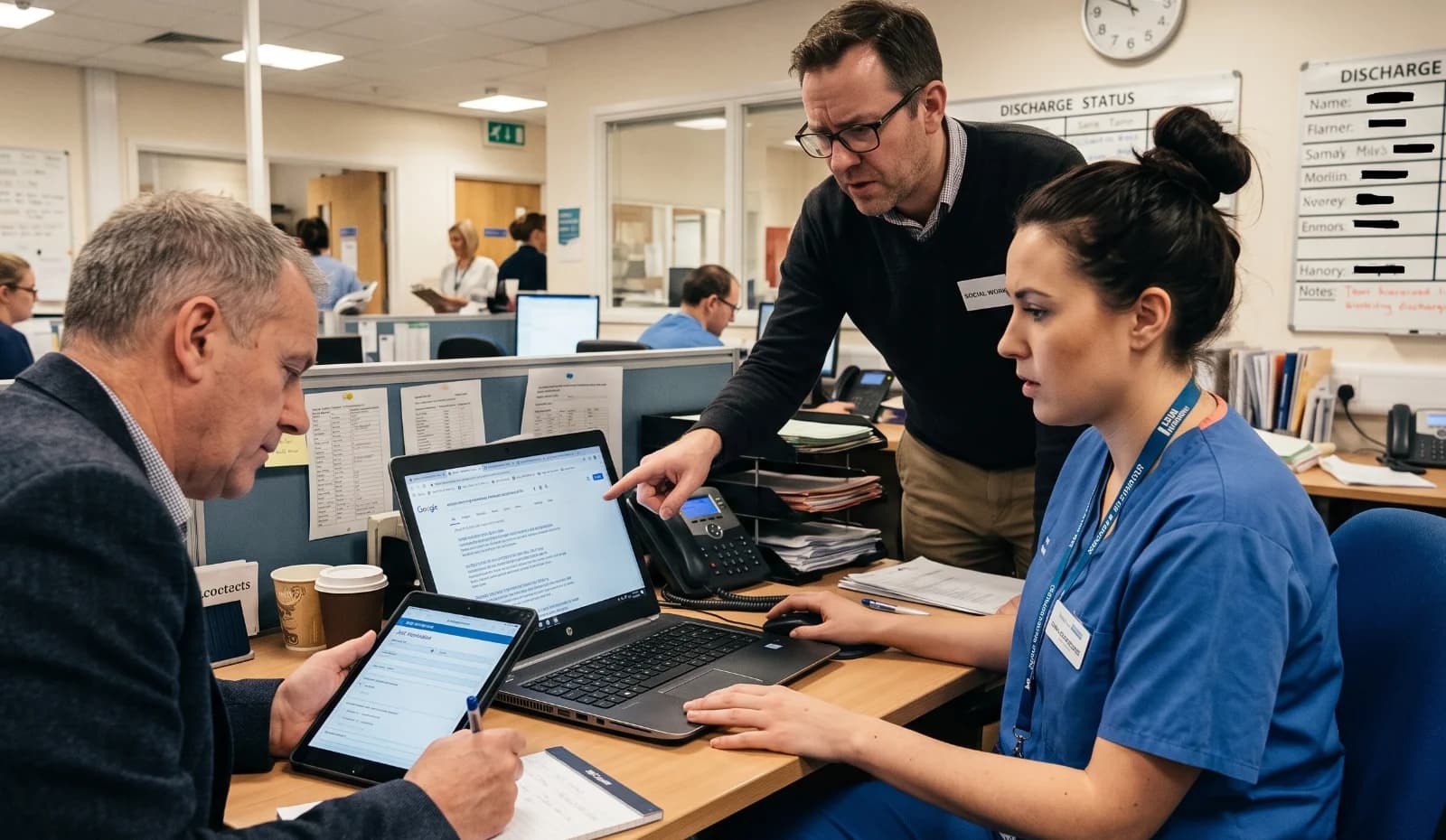 How do discharge teams find care homes for patients?